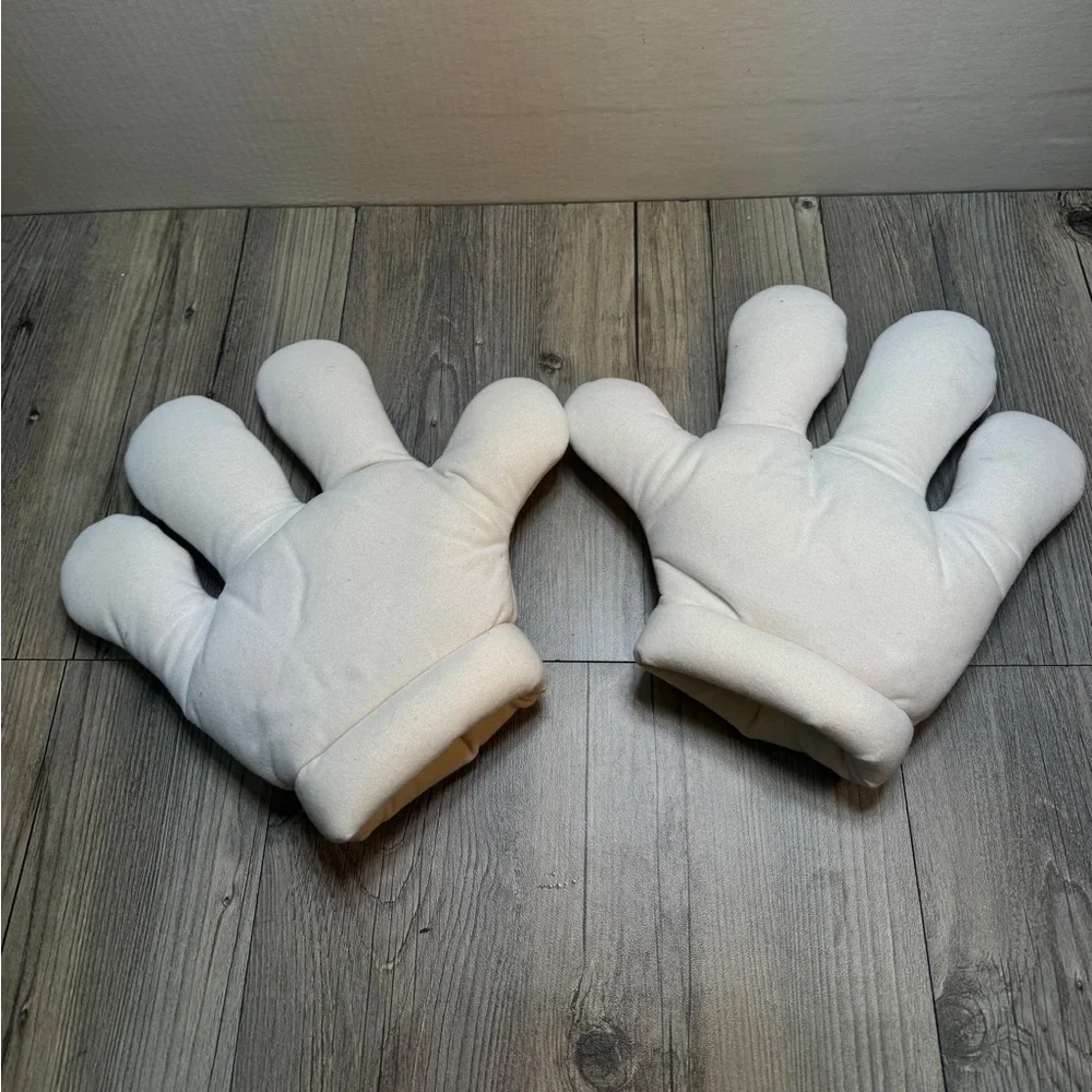 Walt Disney World Parks Mickey Mouse White Costume Gloves Set Plush 11”
